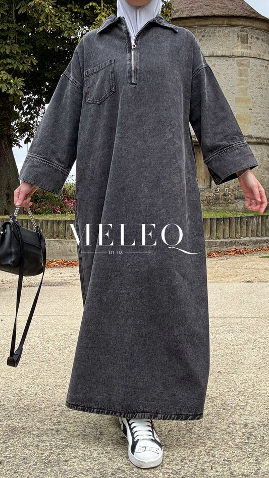 Robe longue en jean - Noir - Taille unique