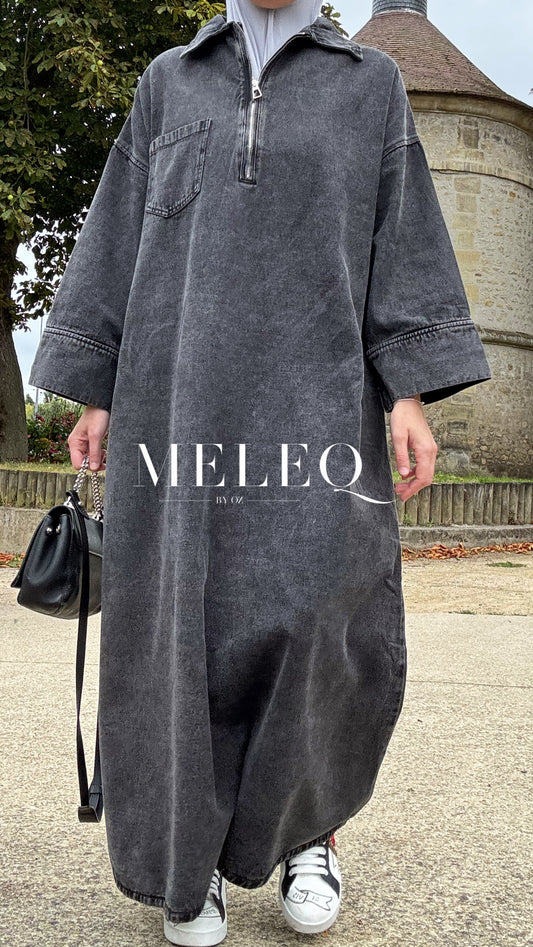 Robe longue en jean - Noir - Taille unique